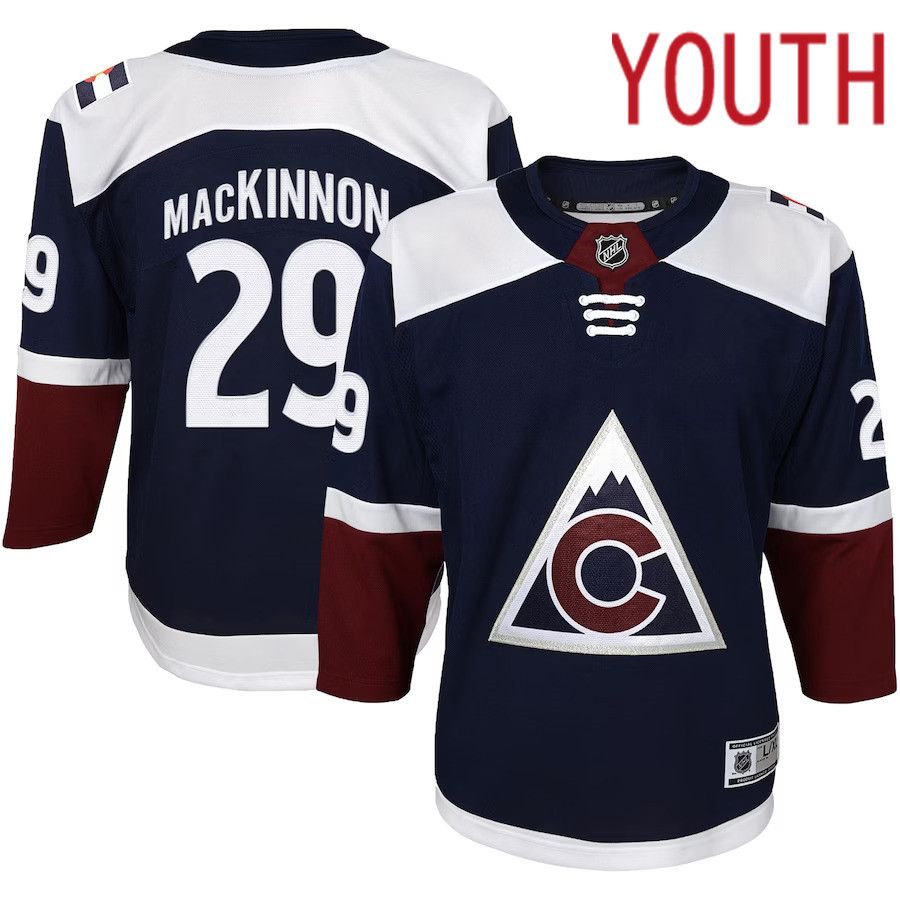 Youth Colorado Avalanche 29 Nathan MacKinnon Navy Alternate Premier Player NHL Jersey